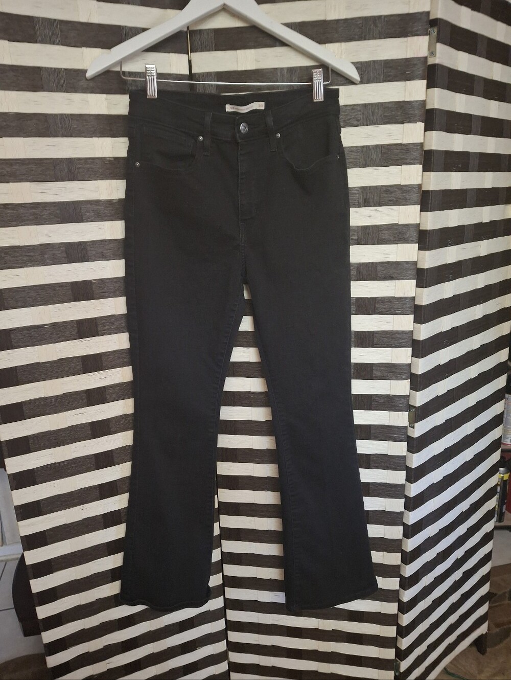 Levi's 725 High Rise Bootcut Jeans Black Stretch Denim Women Size W30 L30 - Picture 2 of 16